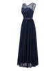 Navy Midi Lace Wedding Party Dress