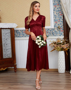 Ivory V Neck Wedding Guest Dress