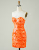 Strapless Orange Tight Homecoming Dress