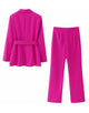 Fuchsia Shawl Lapel 2 Piece Women Suit with Belt