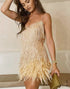 Pink Spaghetti Straps Sheath Homecoming Dress With Feather