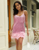 Pink Spaghetti Straps Sheath Homecoming Dress With Feather