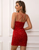 Red Spaghetti Straps Sequin Homecoming Dress