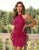 Halter Bodycon Fuchsia Sequin Homecoming Dress