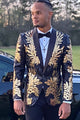 Black Gold Men's 2-Piece Notched Lapel Jacquard Prom Suits