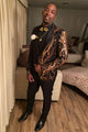 Men's 2-Piece Black Gold Notched Lapel Jacket & Pants Prom Suits