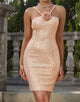 Champagne Straps Flower Sequin Homecoming Dress