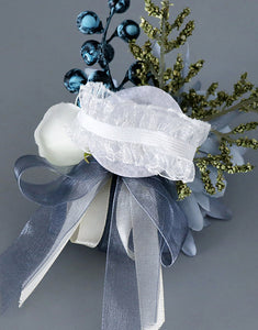 Blue Free Form Corsage and Wrist Flower