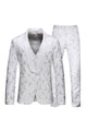 White Jacquard Satin 2 Piece Shawl Lapel Men's Suits