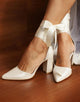 Ivory Lace Up Pointed Toe Bridal Shoes