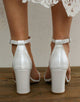 White Bridal Shoes High Heel Strap Rhinestones
