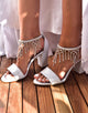 White High Heel Tassels Strap Rhinestones Bridal Shoes