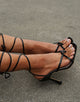 Black Square Toe Strappy High Heel Sandals