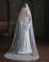 Ivory Tulle Lace Floral Long Wedding Veil With Feather