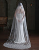 Ivory Tulle Lace Floral Long Wedding Veil With Feather