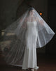 Ivory Tulle Simple Long Wedding Veil With Embroidery
