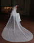 Ivory Tulle Long Cathedral Veil With Embroidery