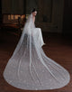 Ivory Tulle Long Cathedral Veil With Embroidery