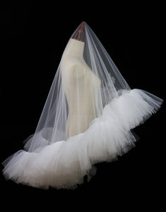 Ivory Tulle Ruffled Wedding Veil