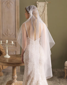 Ivory Vintage Cap Style Lace Floral Tulle Wedding Veil