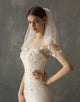 Ivory Tulle Pearl Short Wedding Veil With Bowknot