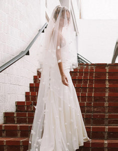 Ivory Flower Tulle Long Cathedral Veil