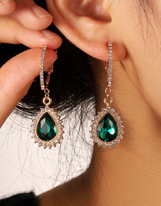 Dark Green Rhinestones Earrings