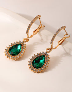 Dark Green Rhinestones Earrings