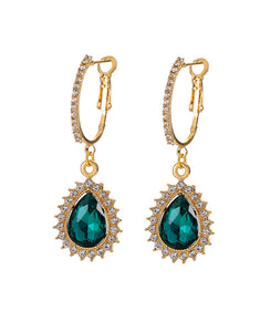 Dark Green Rhinestones Earrings