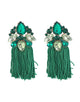 Boho Floral Tassel Earrings with Rhinestones