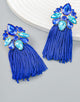 Boho Floral Tassel Earrings with Rhinestones