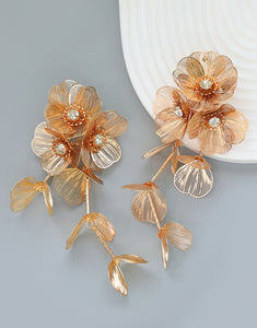 Layered Metallic Floral Earrings