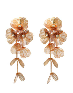 Layered Metallic Floral Earrings