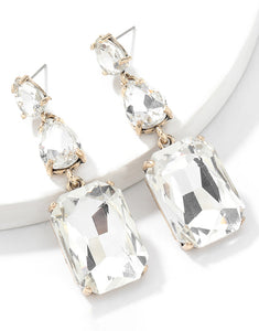 Layered Geometric Super Sparkle Earrings with Rhinestones