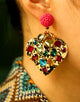 Fancy Color Rhinestones Heart Earrings