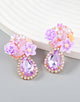 Rhinestones Resin Floral Teardrop Earrings