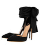 Pointed Toe Satin Ring Strap Large Size High Heeled Party Shoes