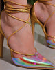 Colorful Pointed Toe Strappy Thin High Heel Sexy Sandals