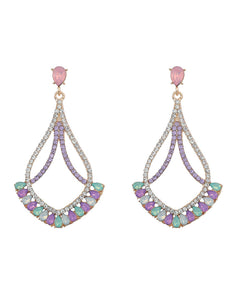 Scalloped Boho Colorful Rhinestone Earrings