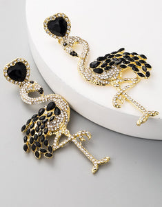 Vintage Rhinestone Flamingo Earrings