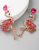 Vintage Rhinestone Flamingo Earrings