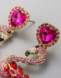 Vintage Rhinestone Flamingo Earrings