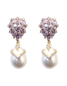 Lilac Drop Pearl Earrings