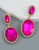 Fuchsia Oval Rhinestone Earrings