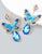 Blue Butterfly Teardrop Rhinestone Earrings