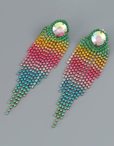 Sparkly Gradient Color Long Tassel Earrings