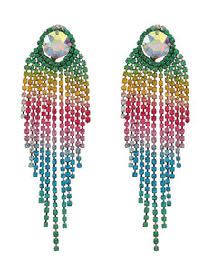 Sparkly Gradient Color Long Tassel Earrings