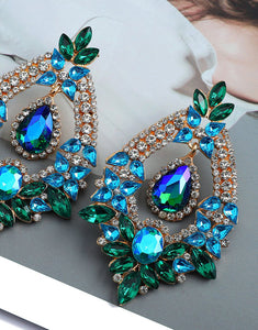 Vintage Boho Geometric Colored Crystal Earrings