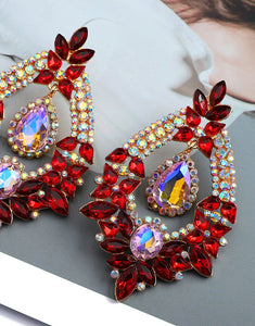 Vintage Boho Geometric Colored Crystal Earrings