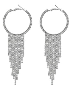 Super Sparkling Round Rhinestone Long Tassel Earrings
